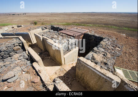 Remains of the yom kippur war on hill 'tel e-saki' close to the Syrian border on the Golan Heights in Israel Stock Photo