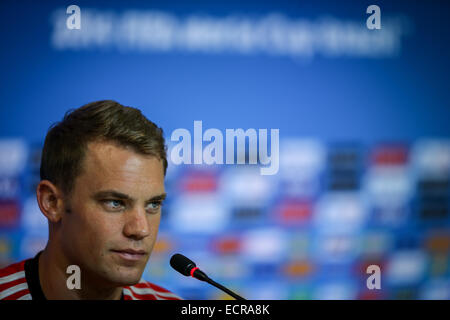 2014 FIFA World Cup - Day 4 - Germany's coach Joachim Low and goalkeeper Manuel Neuer take part in a press conference ahead of their game with Portugal (16th June 2014)  Featuring: Manuel Neuer Where: SALVADOR, BA, Brazil When: 15 Jun 2014 Stock Photo