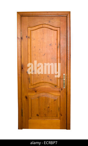 wooden door isolated on white background Stock Photo