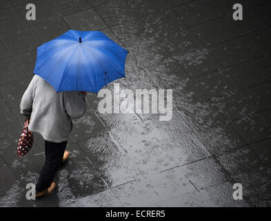 Wet day at Kyoto railway station, Kyoto, Japan. Stock Photo