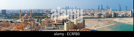 Manama, Bahrain - November 20, 2014: Bird view wide panorama of Manama city, Bahrain Stock Photo