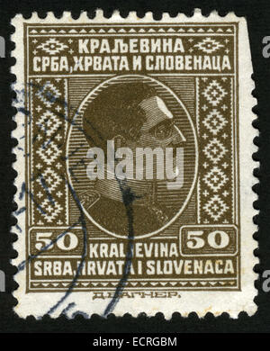 Yugoslavia circa 1926, Kingdom of SHS,Stamp from the former Yugoslavia honoring King Alexander, with surcharge for flood relief Stock Photo