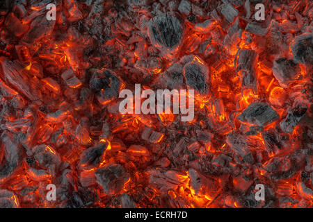 incandescent orange and red embers texture Stock Photo