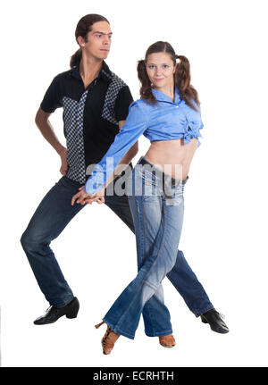 Dancing couple isolated over white background Stock Photo