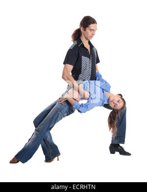 Dancing couple isolated over white background Stock Photo