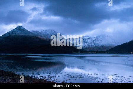 Mountains surrounding Loch Leven in Glencoe, Highlands Scotland UK Stock Photo