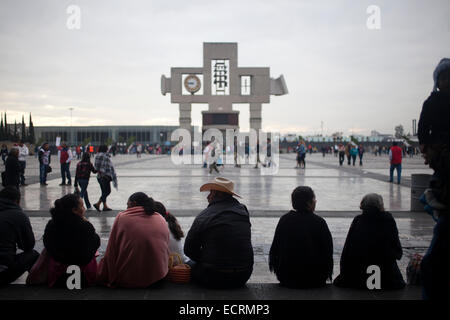 Pilgrims during the annual pilgrimage to the Basilica of Our Lady of Guadalupe, Tepeyac Hill, Mexico City, Mexico. Stock Photo