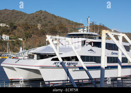 Catalina Express SeaCat Ferry Departing From Avalon, Catalina Island For Long Beach, California. Stock Photo