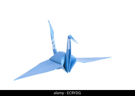 Origami. Figure a crane on a white background. Isolated. Stock Photo