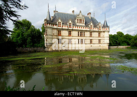 Azay-le-Rideau chateau, Castle of Azay-le-Rideau, built from 1518 to 1527 by Gilles Berthelot in Renaissance style, Loire Valley Stock Photo