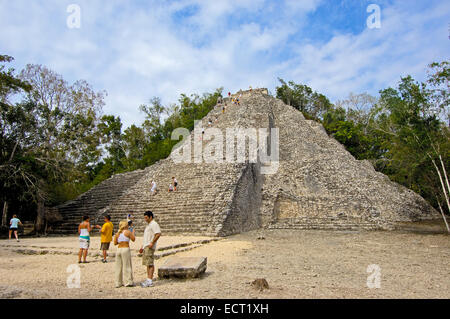 Nohoch Mul Pyramid, Mayan ruins of Coba, Quintana Roo state, Mayan Riviera, Yucatan Peninsula, Mexico Stock Photo