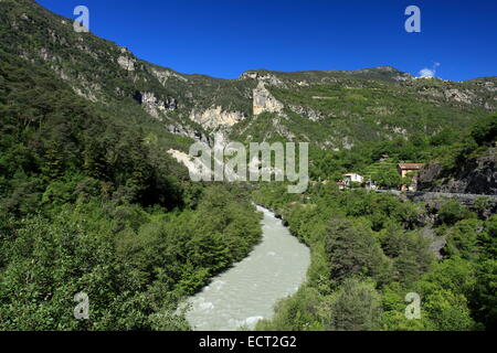 The Tinée river valley in the back country of the Alpes-Maritimes. Stock Photo