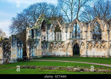 The ruins of St.Mary's Abbey in the Museum Gardens, York. Stock Photo