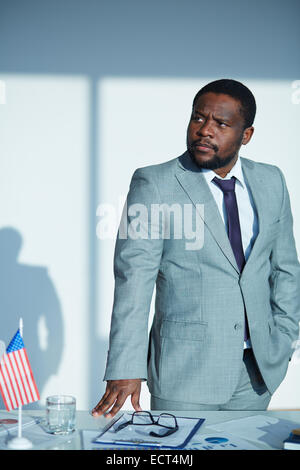 African-american businessman working in office Stock Photo