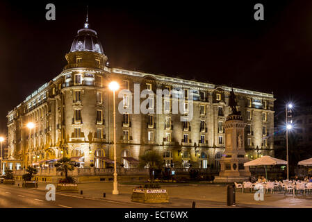 Maria Cristina Hotel. Old town of San Sebastián by night. Donostia, Basque Country, Spain Stock Photo