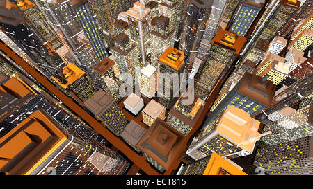 Generic urban architecture and skyscrapers forming a huge city. 3D rendered Illustration. Stock Photo