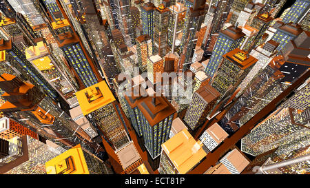 Generic urban architecture and skyscrapers forming a huge city. 3D rendered Illustration. Stock Photo