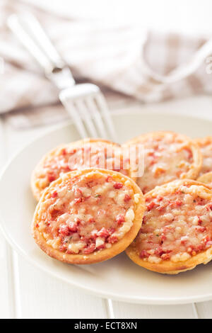 the mini pizza on plate Stock Photo