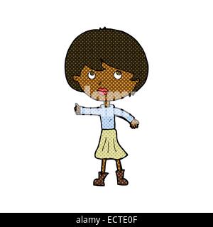retro comic book style cartoon woman asking question Stock Vector