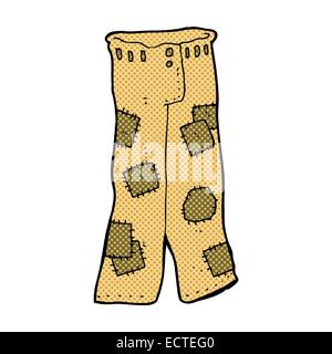 retro comic book style cartoon patched old pants Stock Vector