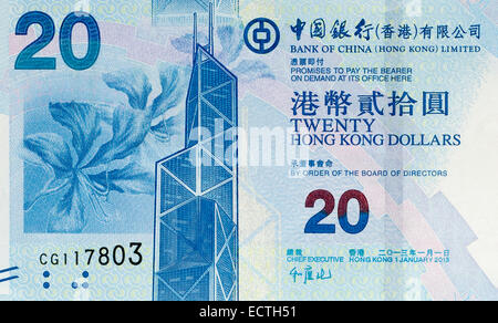 Hong Kong 20 Twenty Dollar Bank Note Stock Photo