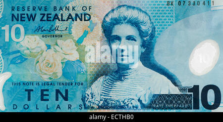 New Zealand 10 Ten Dollar Bank Note Stock Photo