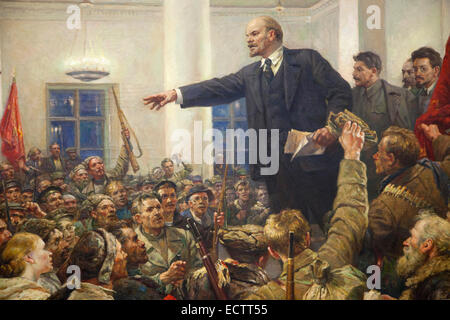 painting, lenin speaks for the revolution of october 1917, lenin museum, tampere, finland, europe Stock Photo