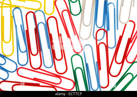 colorful paper clips isolated on white background Stock Photo