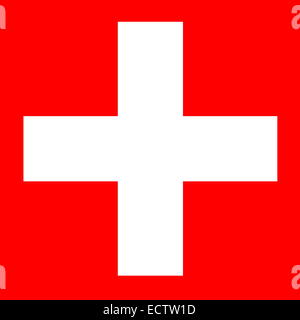 White cross in square red background for swiss flag Stock Photo