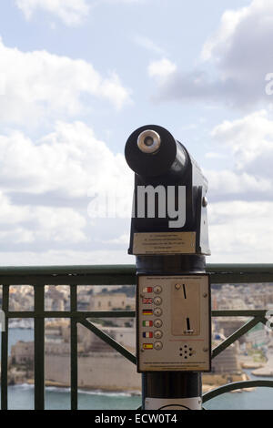 Talking Telescope overlooking Valletta on the Island of Malta Stock Photo