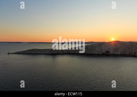 Croatia Pag sunset velebit bridge sea water razanac Stock Photo