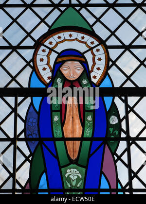 Millennium Stained Glass Window, St Marys church Ardley, with Fewcott civil parish, Oxfordshire, England, United Kingdom Stock Photo