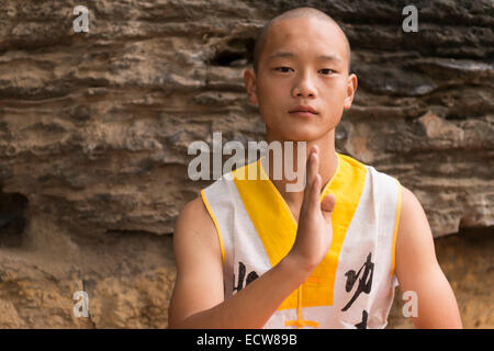 License available at MaximImages.com - Young Shaolin martial arts school student artistic portrait in DengFeng, Henan, China Stock Photo