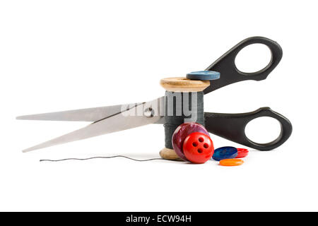 Red thread isolate on white background. Selective focus Stock Photo - Alamy