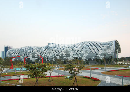 Kaohsiung, Taiwan - December 18, 2014: The newly opened Kaohsiung Exhibition Center during the 2014 Taiwan International Boat Sh Stock Photo