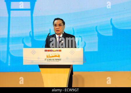 Bangkok, Thailand. 20th Dec, 2014. Lao Prime Minister Thongsing Thammavong delivers a speech at the opening ceremony of the fifth summit of the Greater Mekong Subregion (GMS) Economic Cooperation in Bangkok, Thailand, Dec. 20, 2014. © Rachen Sageamsak/Xinhua/Alamy Live News Stock Photo