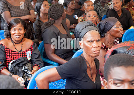 Mourners at funeral of local leader, Cape Coast, Ghana, Africa Stock Photo
