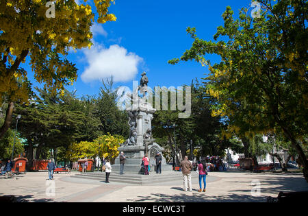 Hernando de Magallanes monument. Plaza de Armas. Punta Arenas. Chile Stock Photo
