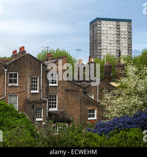 LONDON - SEPTEMBER 14. An Art Deco style town house in a terrace of small 18th century housing, unusually without parked cars Stock Photo