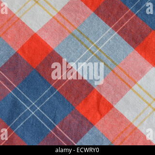 Red, Blue And White Plaid Table Cloth Stock Photo