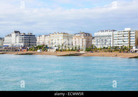 Eastbourne beach and seafront as seen from the pier, Eastbourne East Sussex England United Kingdom UK Stock Photo