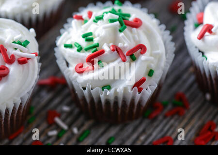 Chocolate Christmas Cupcake Stock Photo