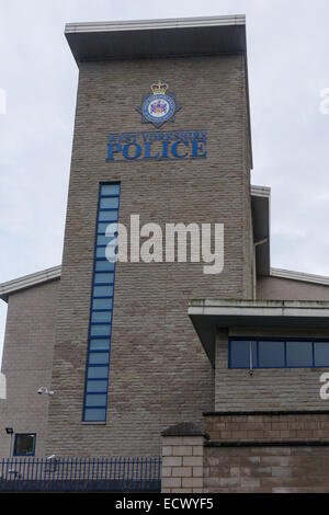 West Yorkshire Police, Bradford  South Station signage, sign on tower. Stock Photo