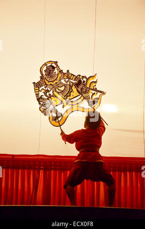 Thai people playing Nang Yai or Large Puppets Shadow Play for show ...