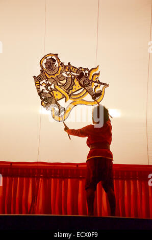 Thai people playing Nang Yai or Large Puppets Shadow Play for show ...