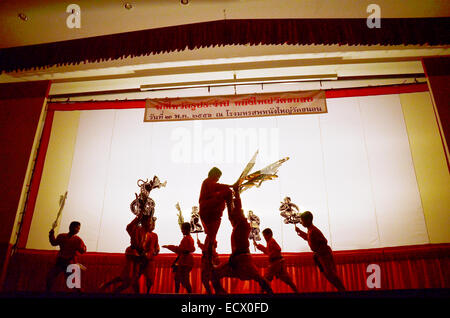 Thai people playing Nang Yai or Large Puppets Shadow Play for show ...
