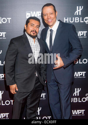 Actors Jacob Vargas (L) and Yancey Arias attends the announcement of Hublot and World Poker Tour partnership in Las Vegas Stock Photo