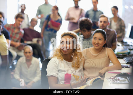 University students at seminar in IT classroom Stock Photo