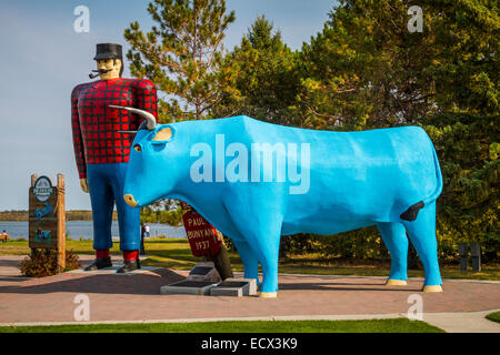 Legendary Paul Bunyan and Babe his blue ox at a park in Bemidji, Minnesota, USA. Stock Photo