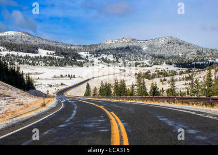 Snow along the Chief Joseph Scenic Byway, near Yellowstone National Park